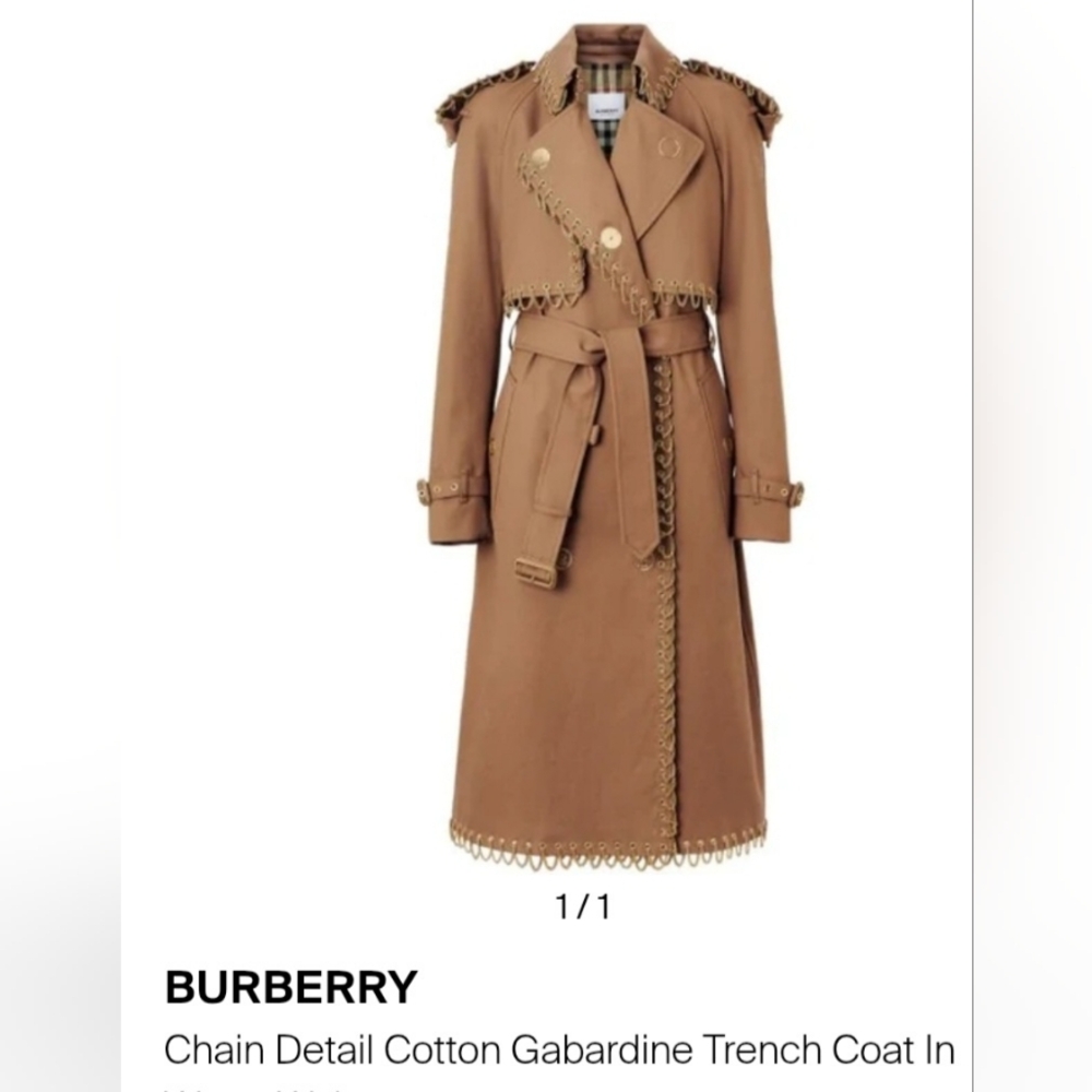 Burberry Gabardine Chain Trench Coat - BRAND NEW with TAG - RUNWAY COLLECTION